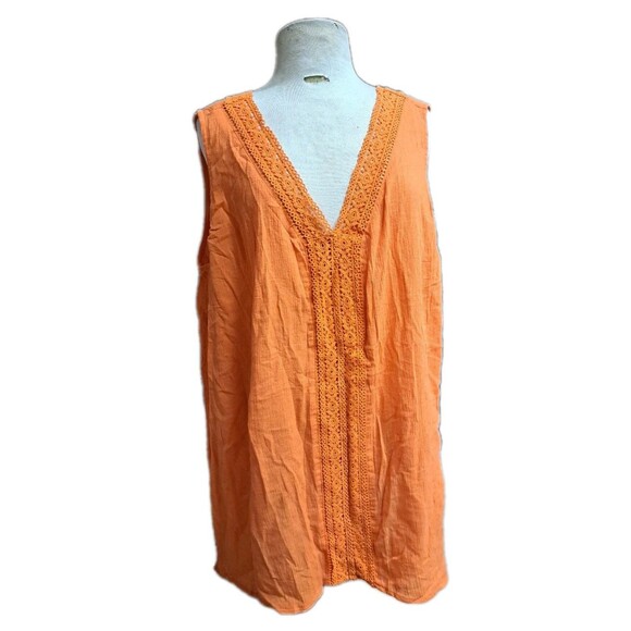 Catherines Tops - Catherines Tank Top Women's 4X Sleeveless Tunic Orange Embroidered Lightweight
